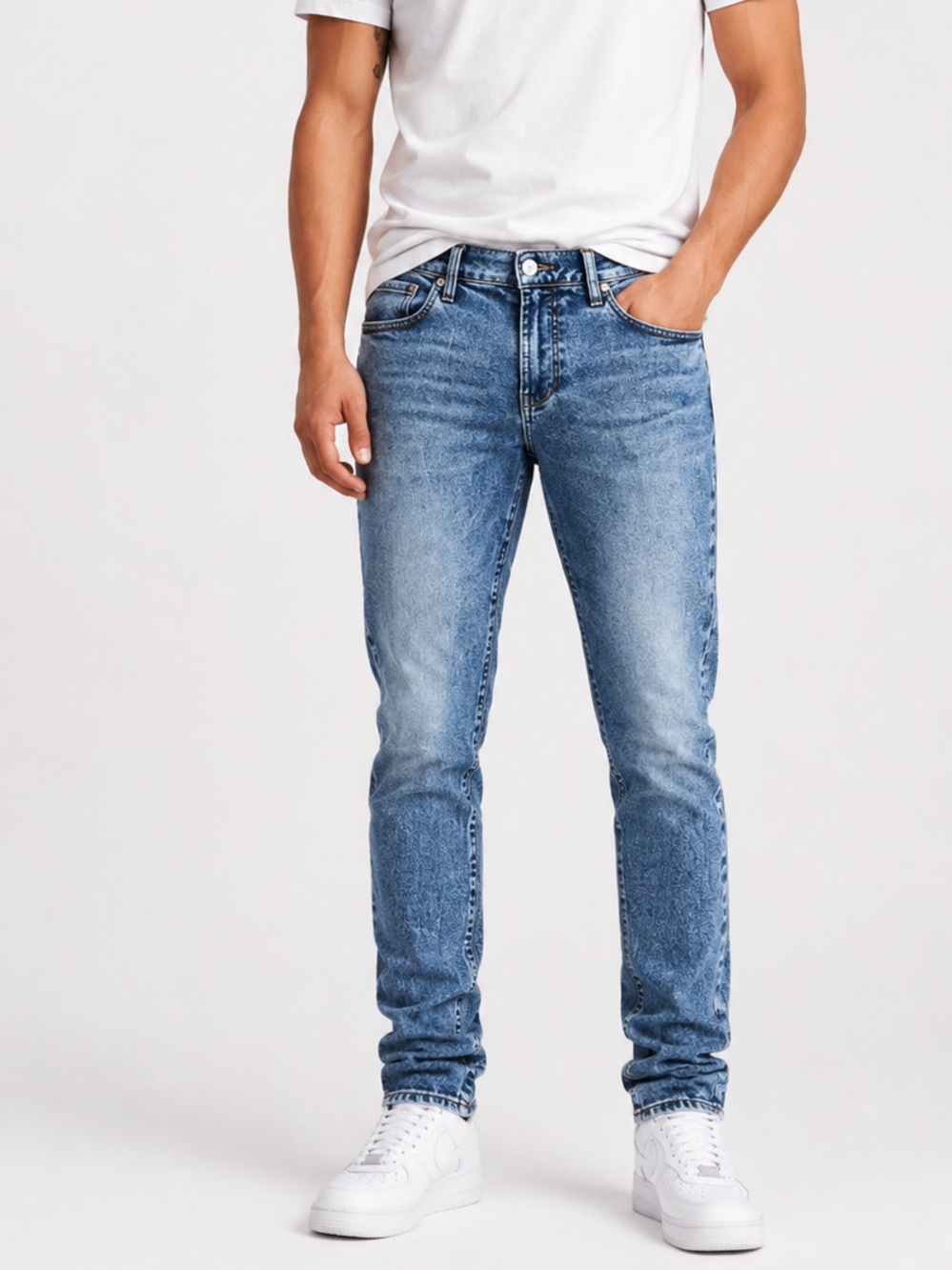 Pacsun Men’s 32x30 Stacked Skinny Jean Acid Medium Wash Denim Pants Hipster